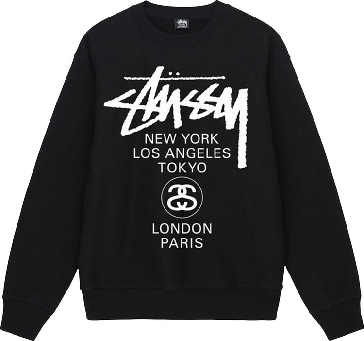 

Толстовка Stussy World Tour Crew 'Black', черный