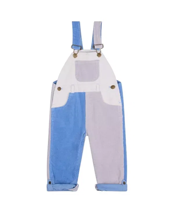 Детский комбинезон-ползунки хлопковый Juniper Patchwork Corduroy Dotty Dungarees, Patchwork Blue, Grey/Cream