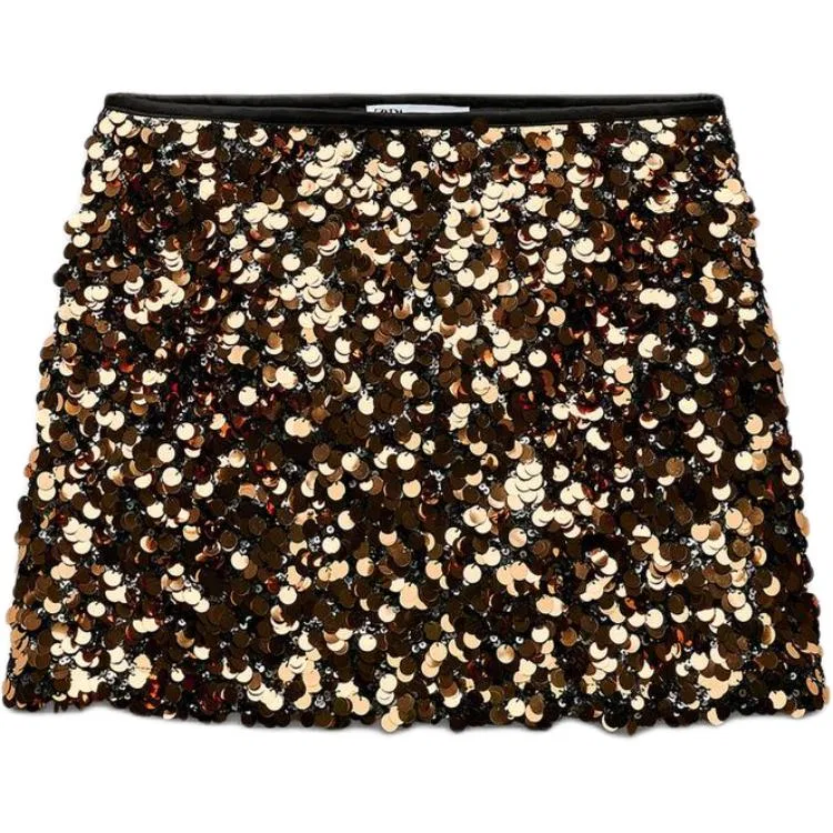 Женская юбка Casual Short Skirts Gold ZARA, Gold