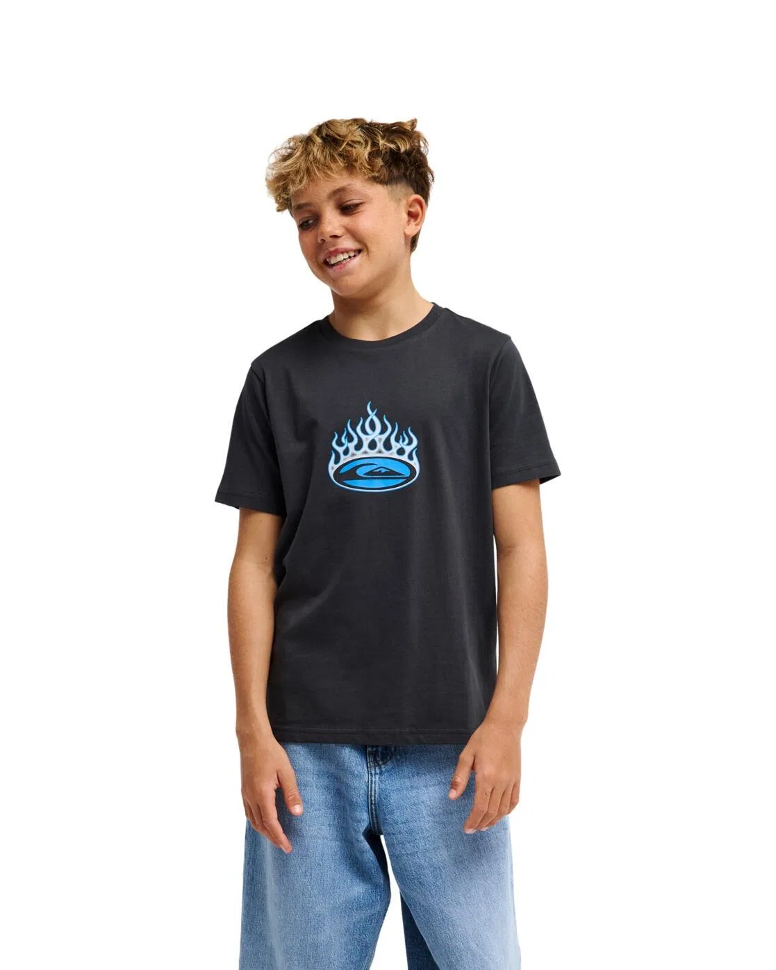 Детская футболка с принтом Fishing Quiksilver, Schwarz
