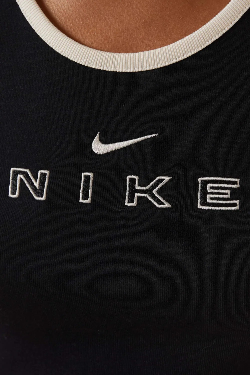 Майка спортивная с принтом из хлопка Nike, черный — фото 4