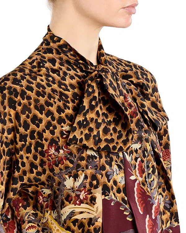 Женская блуза с галстуком-завязкой Etro, Printed Bordeaux — фото 4