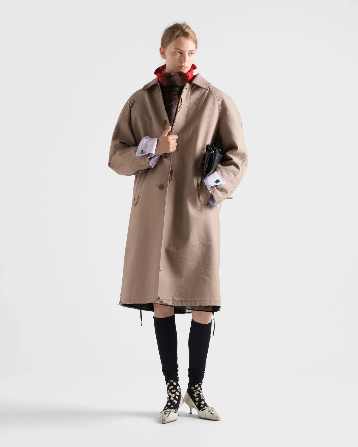Пальто двубортное мужского кроя Prada, коричневый — фото 2