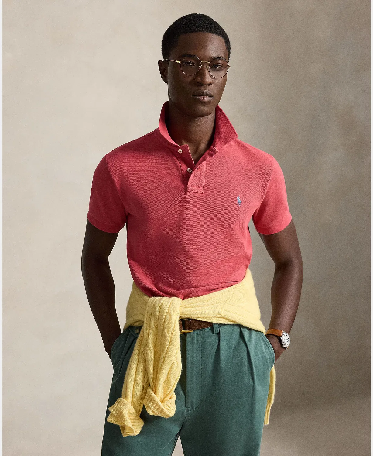 Поло с коротким рукавом, Polo Piqué Slim Fit Marrón Nuez Moscada, Polo Ralph Lauren, Rojo cereza
