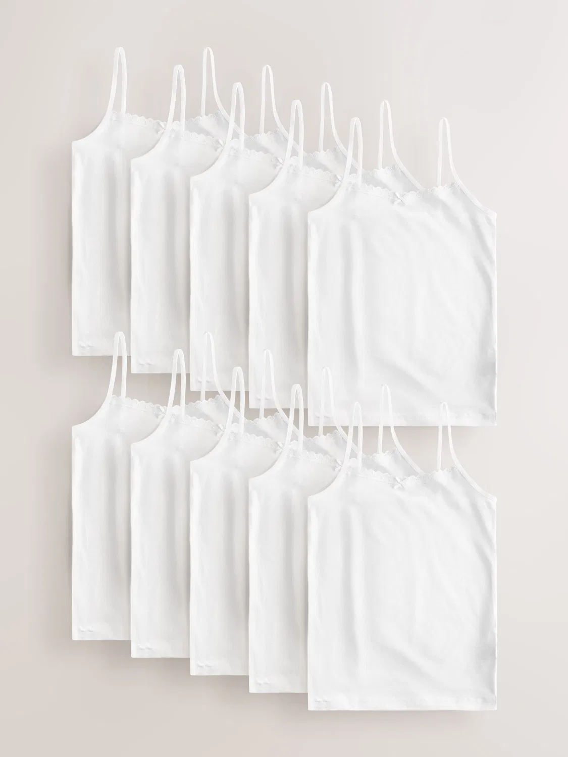 Топы майки-борцовки набор 10 шт, Elastic Strappy Cami Vests Next, белый