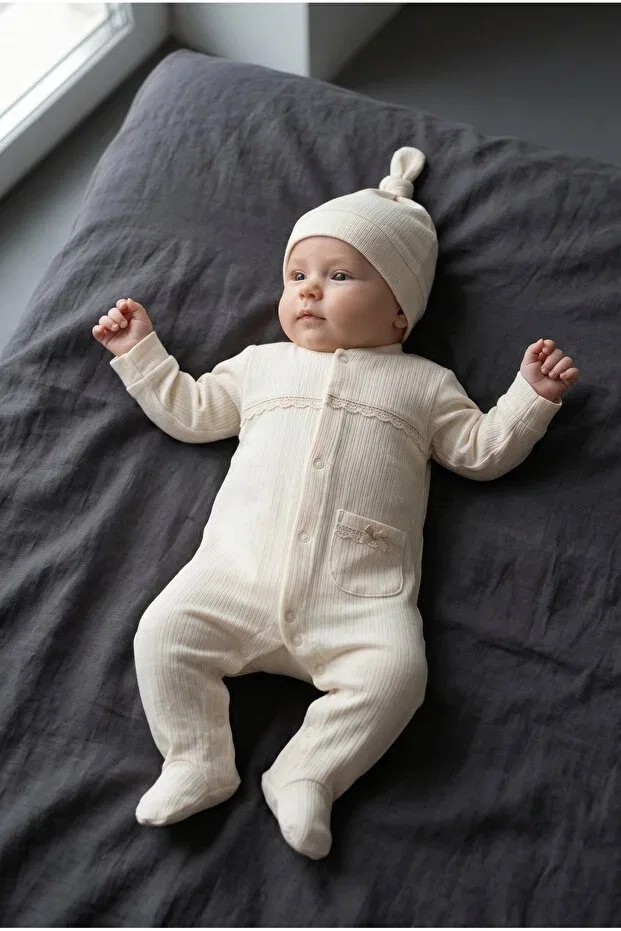 Детский комбинезон для младенцев хлопковый с принтом Safari Dreams Premium Edition Hobbe Baby, White Lace