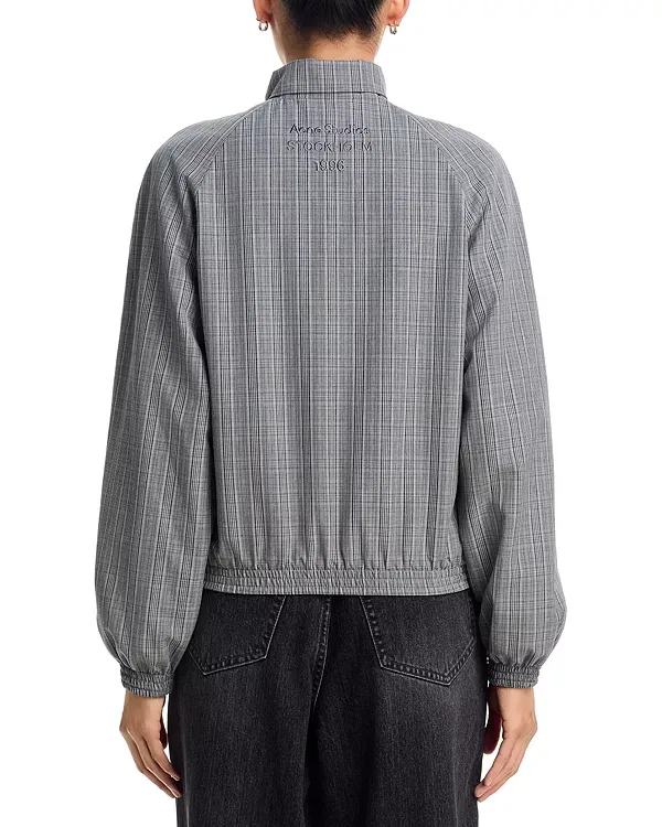 Женская куртка-бомбер с принтом Plaid Bomber Jacket Acne Studios, Multi Grey — фото 4
