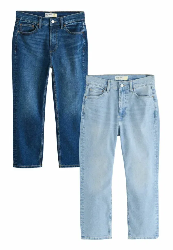 Брюки джинсовые Regular fit - slim cropped jeans 2 pack - straight leg jeans Next, dark mid blue, темно-синий