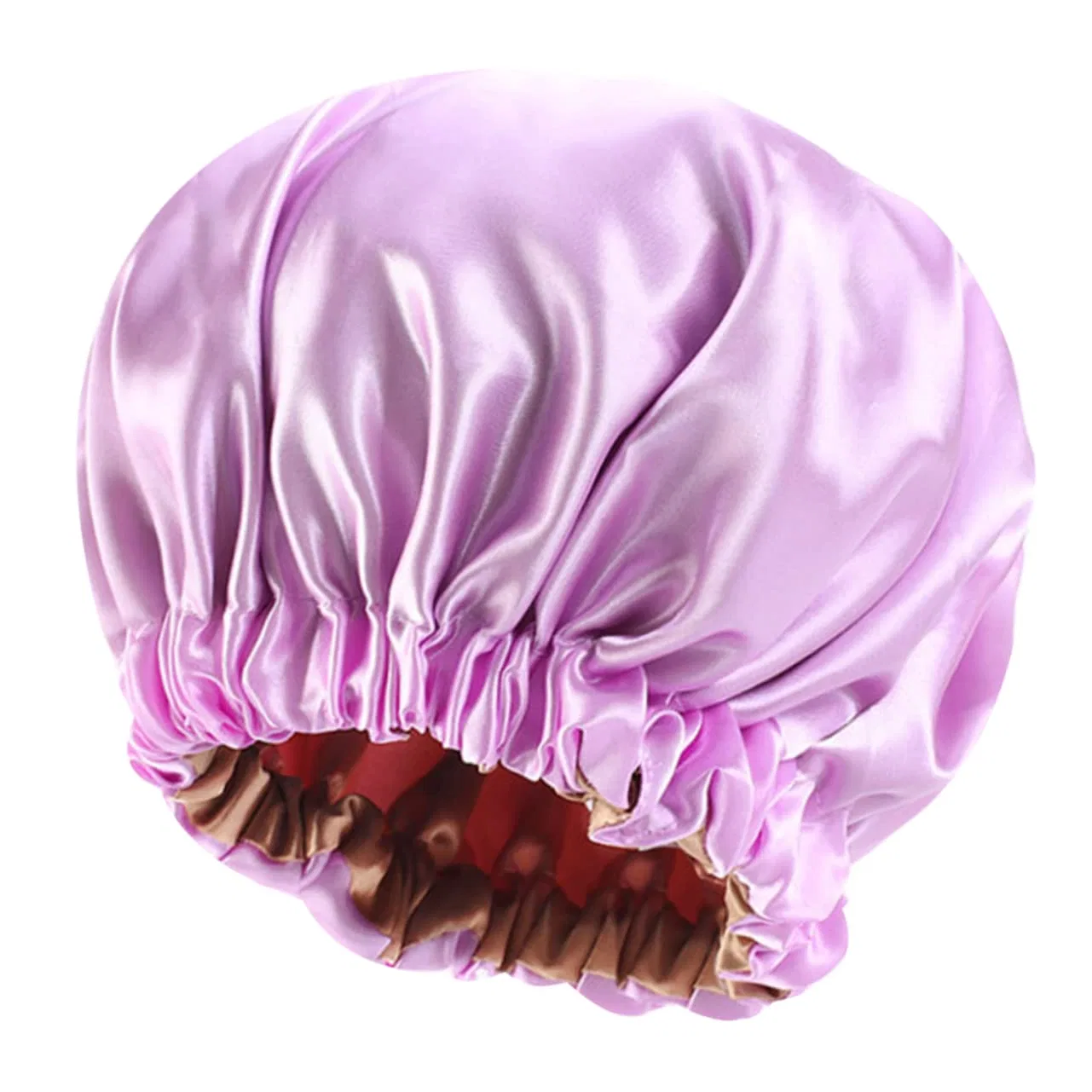 Шапочка для сна, двусторонняя атласная, Healvian, набор 2 шт, 38x38 см, Light Purple — фото 4