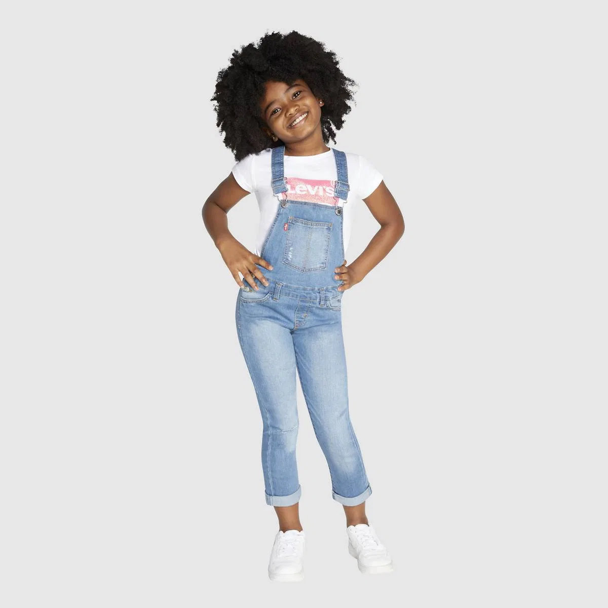 Комбинезончик для маленьких девочек 4-6 размера Levi's, Palisades - Medium Wash