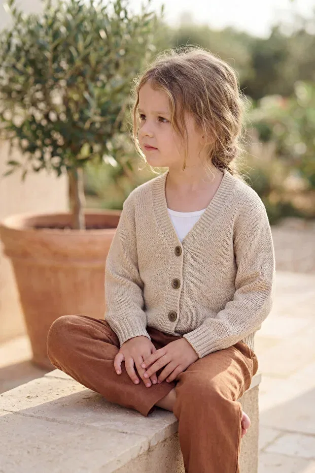 Детский кардиган с v-образным вырезом Babily, Beige