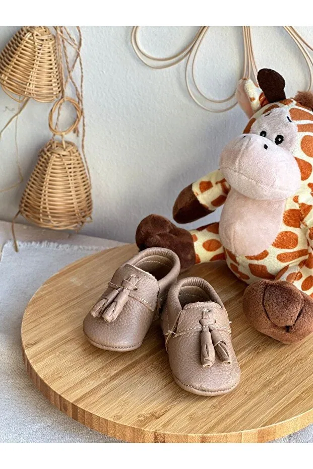 Детские мокасины для мальчиков кожаные Bony Mink Li Puna, Taupe