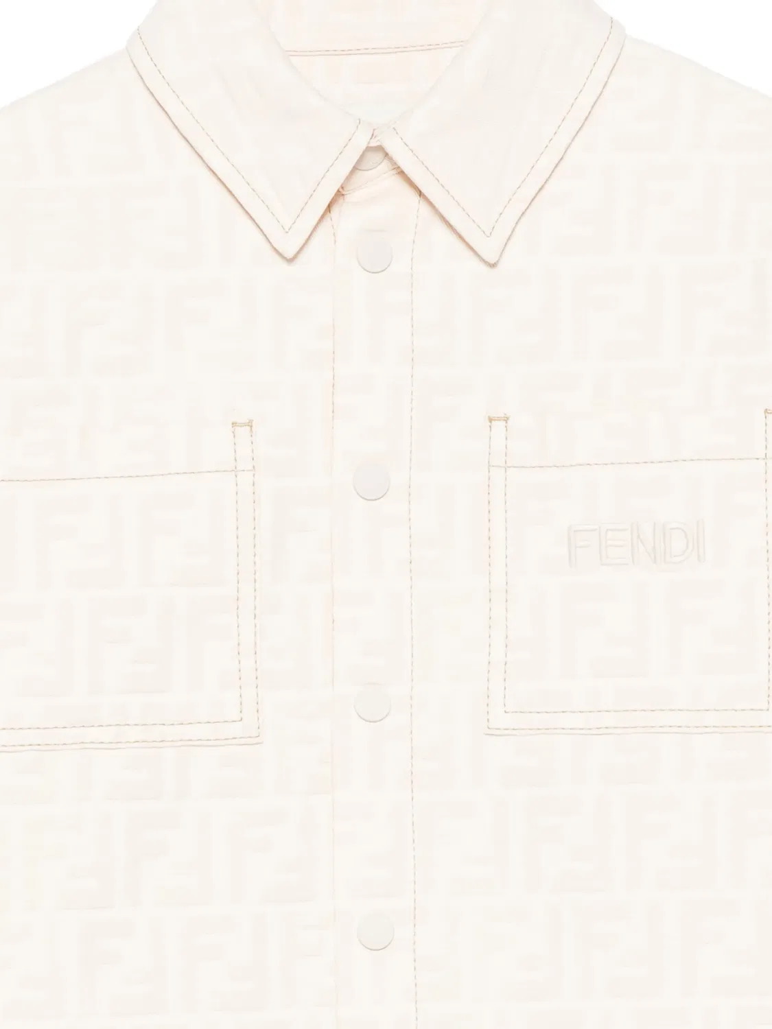 Рубашка с монограммой FF Fendi Kids, нейтральные цвета — фото 3