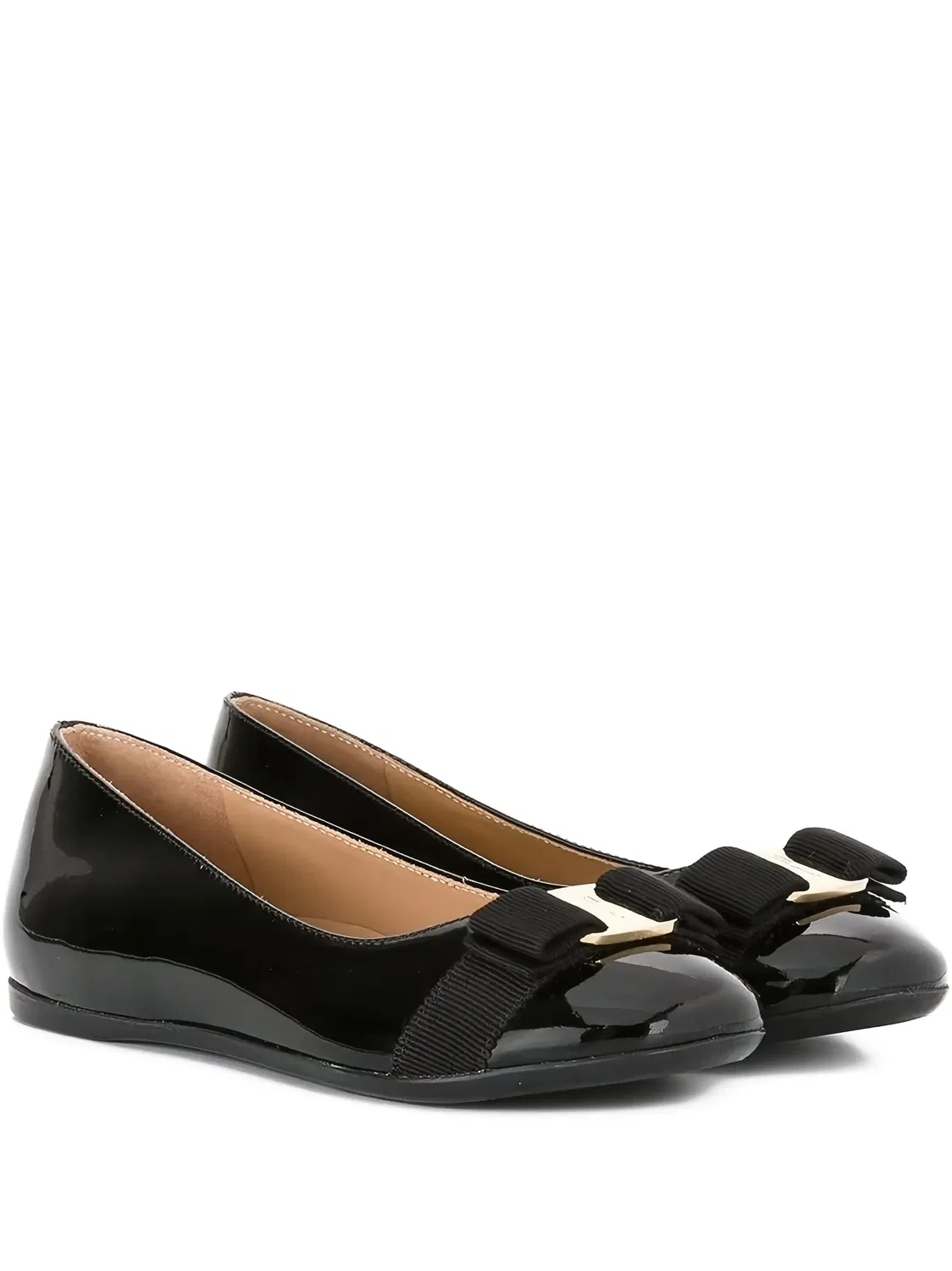 Балетки на плоской подошве Ferragamo Kids, черный