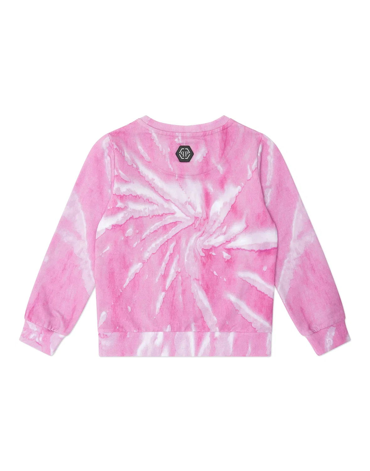 Детский свитшот с длинным рукавом с принтом Tie-dye Sweatshirt LS with Crystals Tattoo PHILIPP PLEIN, Rose/Pink — фото 2