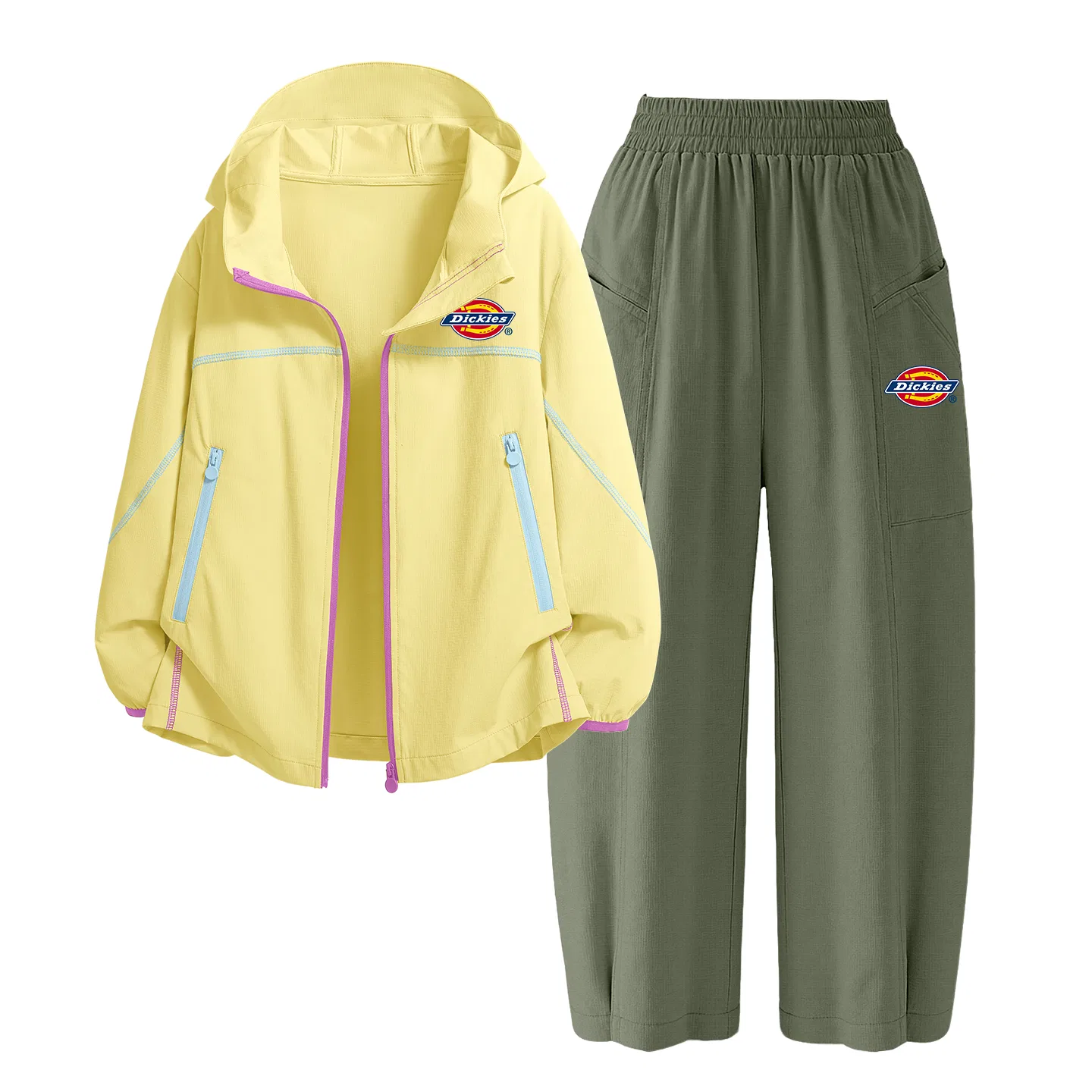 Детский комплект из футболки и шорт с принтом Dickies, Yellow/Wilderness Green