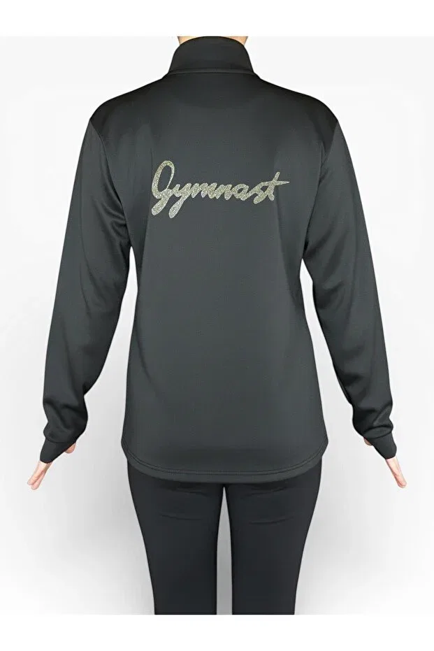 Детское спортивное худи для девочек с принтом Finger-Interlocking She Can Wear, Gümüş Gymnast