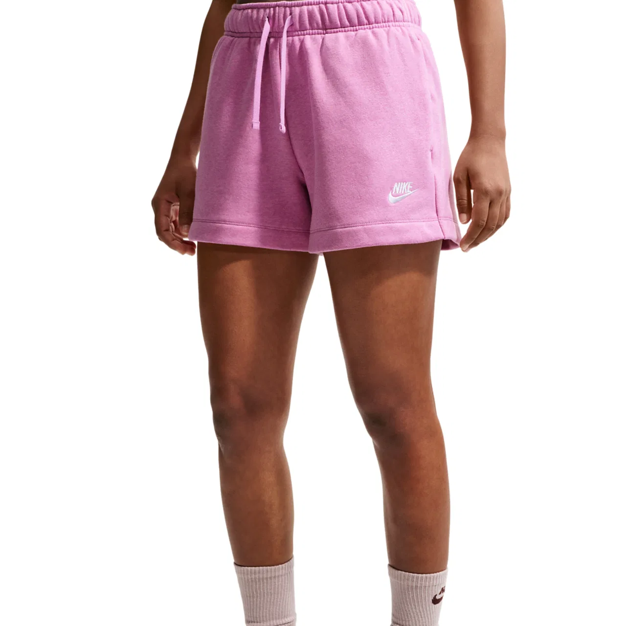 Женские шорты Club Fleece MR Nike, цвет Heather/Lt Magenta/White