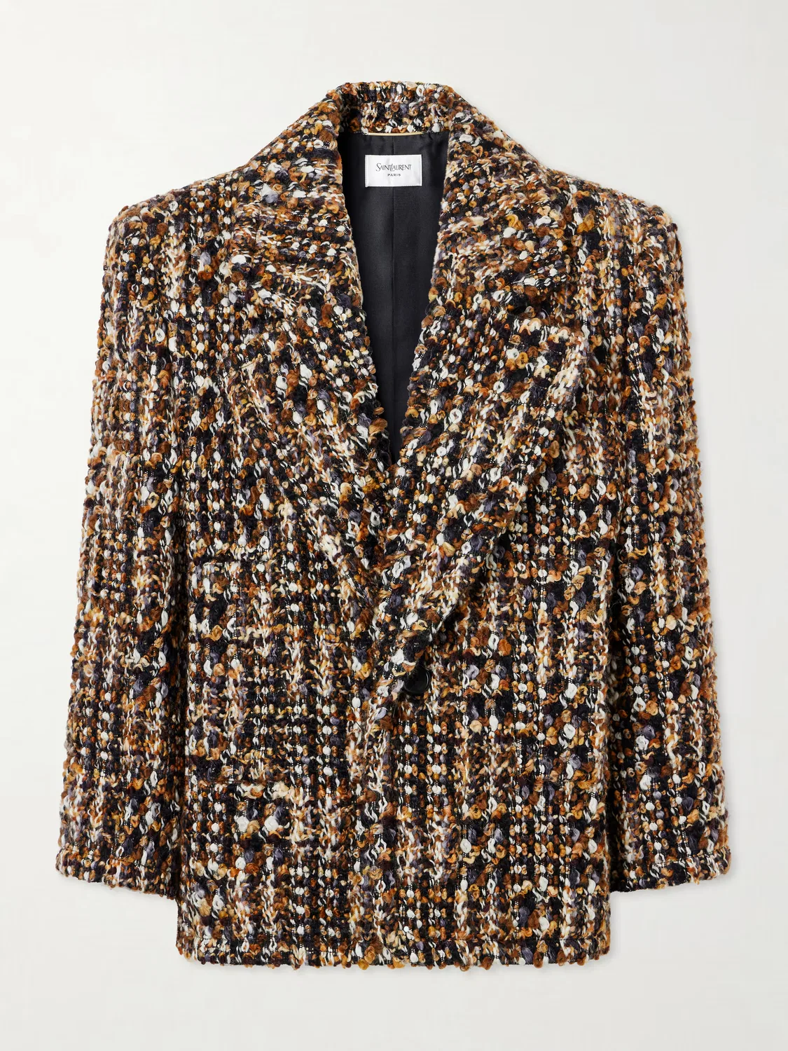 Блейзер из букле из шерстяной смеси Saint Laurent, коричневый