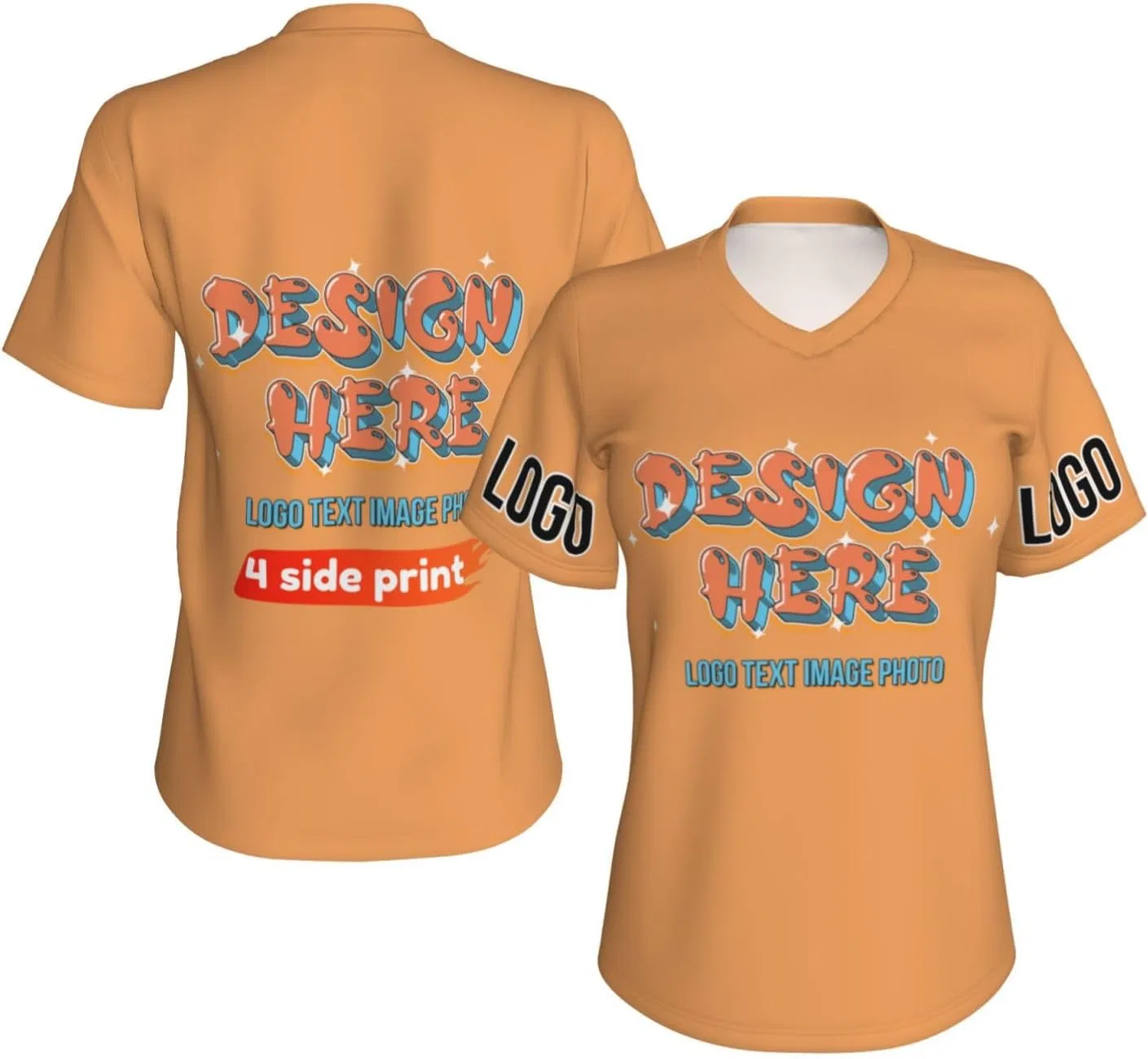 Женская футболка с V-образным вырезом Custom, Orange