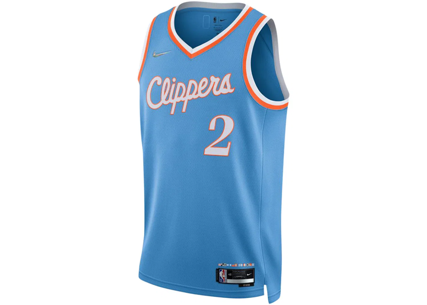 Мужская баскетбольная джерси Nike NBA Los Angeles Clippers Kawhi Leonard City Edition Mixtape Swingman, Light Blue/Orange