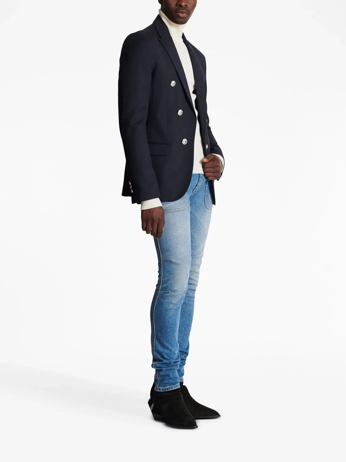 Balmain Пиджак из шерсти темно-синего цвета — фото 4