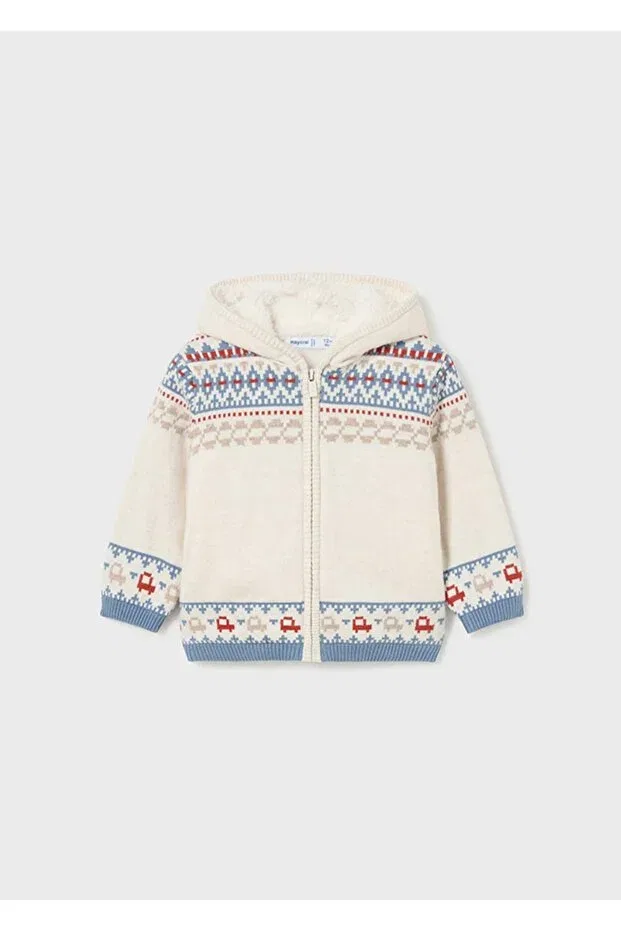 Детский кардиган для мальчиков с начесом Plush inside pullover cardigan for boys Mayoral, Stone — фото 2