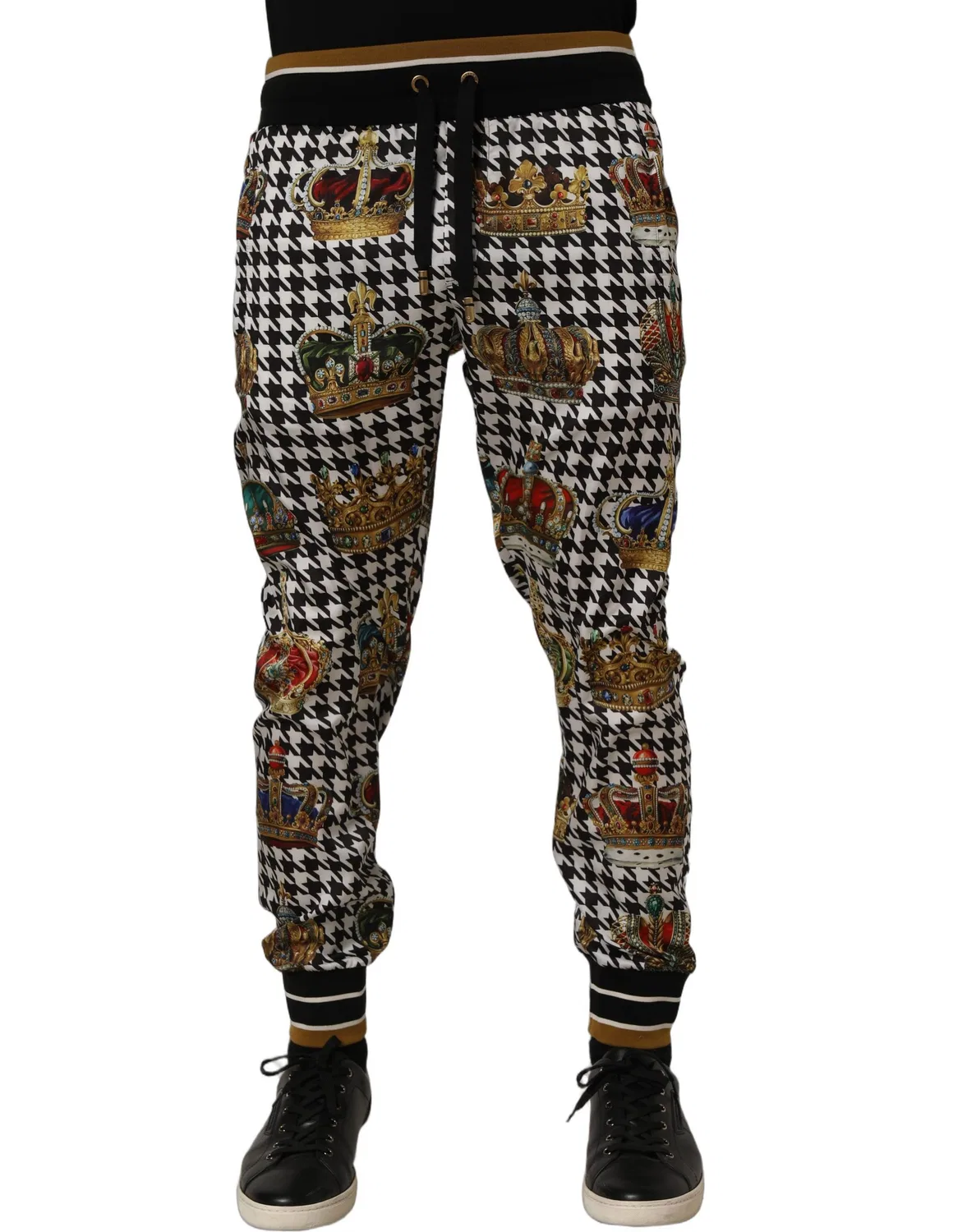 Мужские брюки-джоггеры с принтом гусиная лапка Multicolor Houndstooth Crown Dolce & Gabbana, Multicolor — фото 3