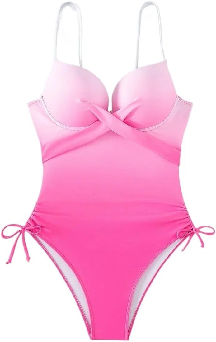 Женский цельный купальник с вырезами и чашками push-up, Hot Pink