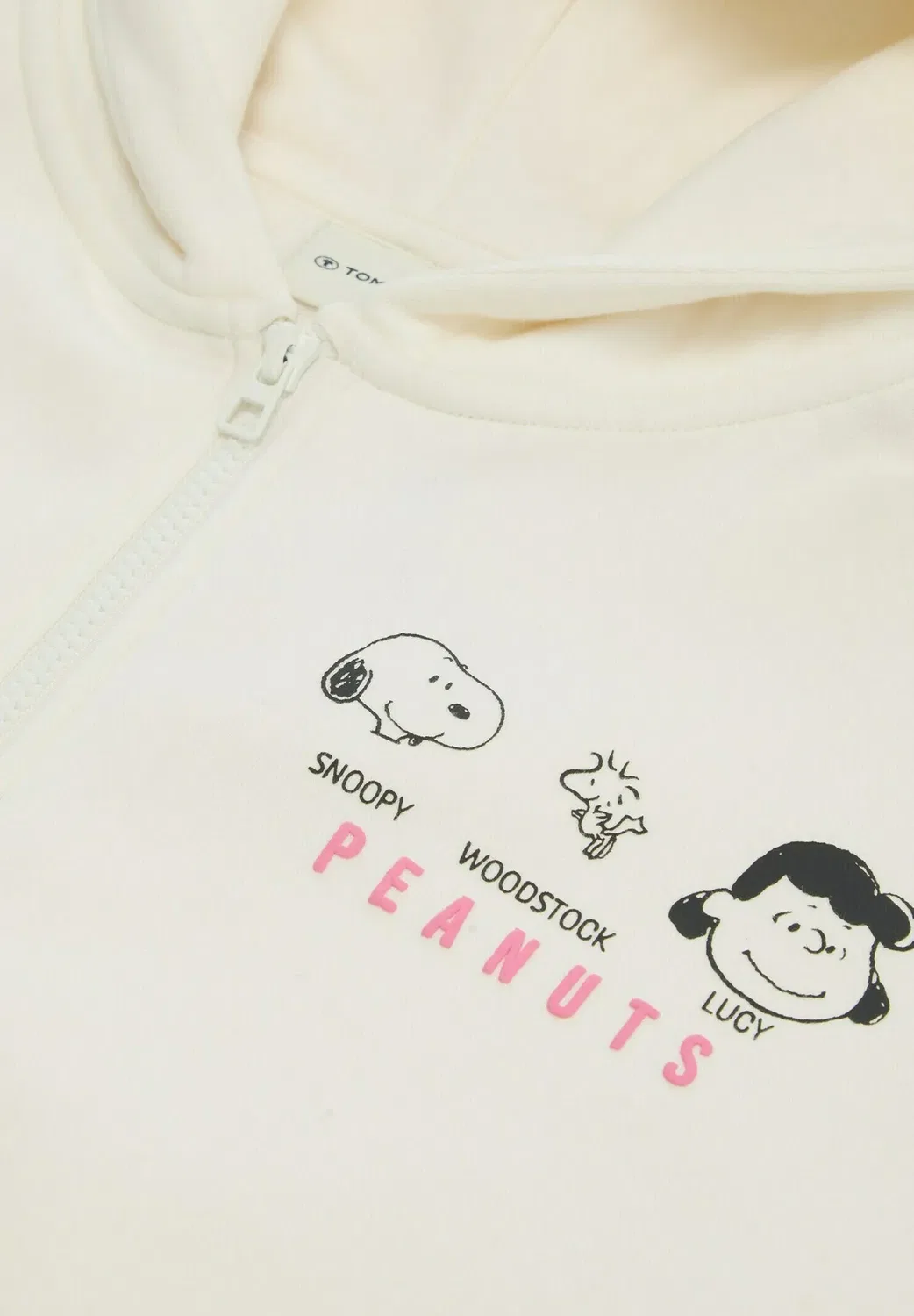 Толстовка-Худи большого размера Strick & sweatshirts с принтом "арахис" - толстовка на молнии Tom Tailor, Gardenia White — фото 3