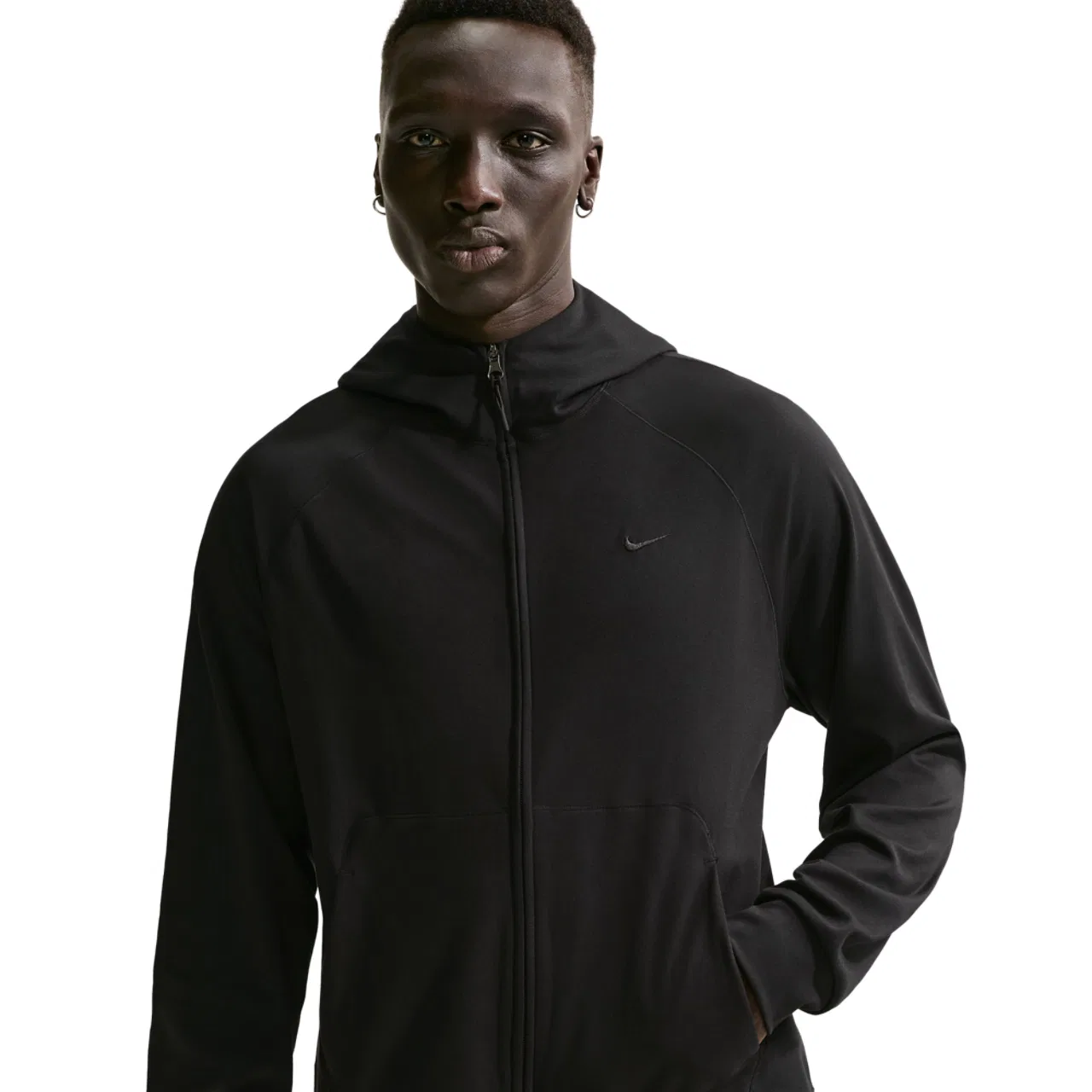 Мужское худи на молнии с капюшоном из влагоотводящей ткани Dri-FIT UV Primary NanoKnit Nike, черный