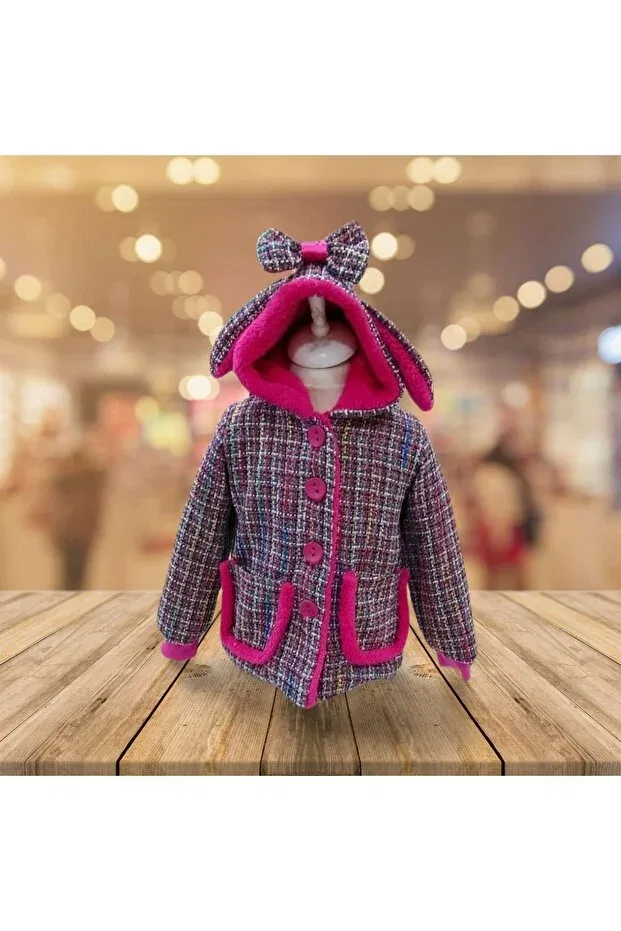 Детское пальто для девочек с капюшоном Chanel fabric hooded girl's coat Niliya Çocuk Giyim, Çok Renkli