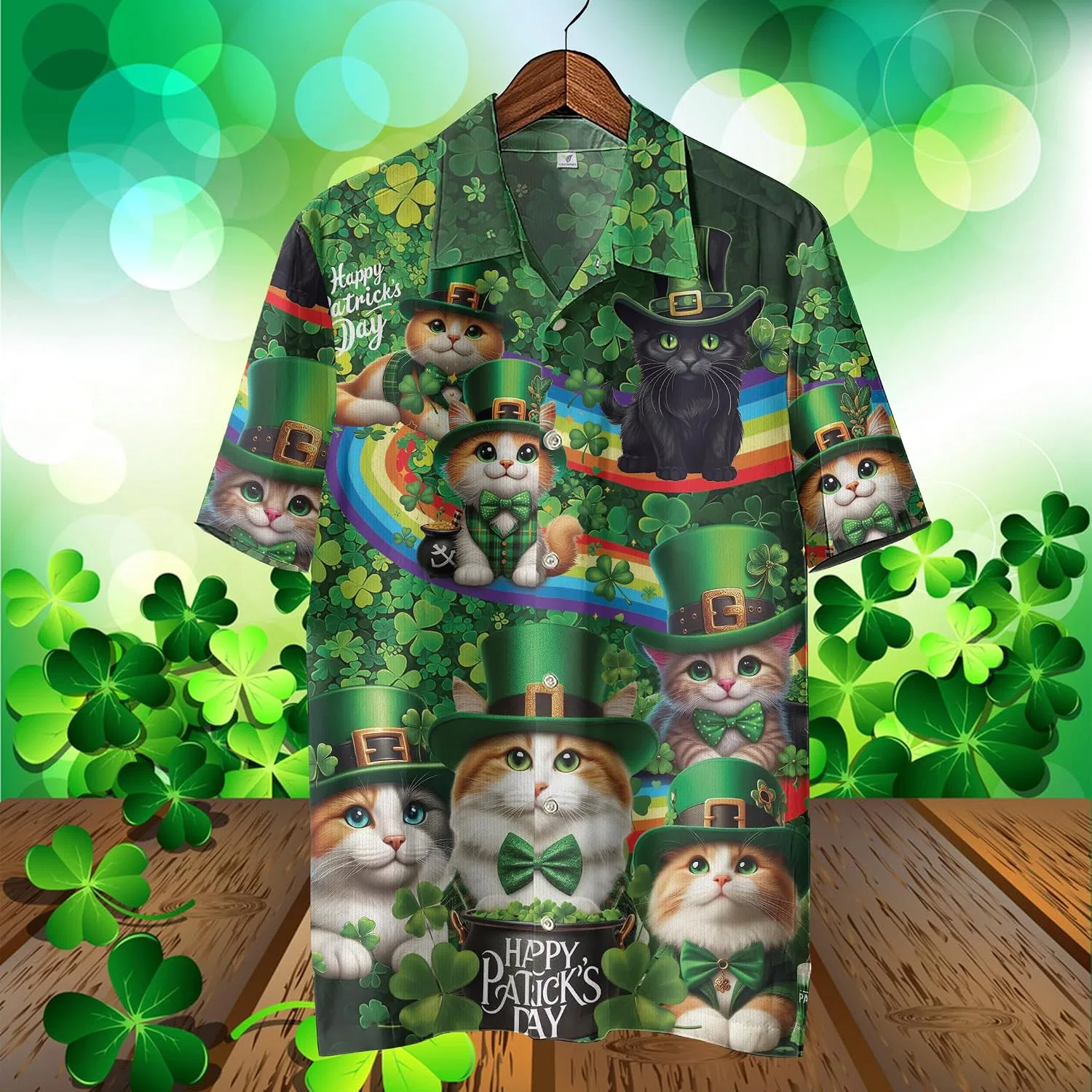 Мужская гавайская рубашка с коротким рукавом, с принтом, Irish, Irish_20 — фото 3