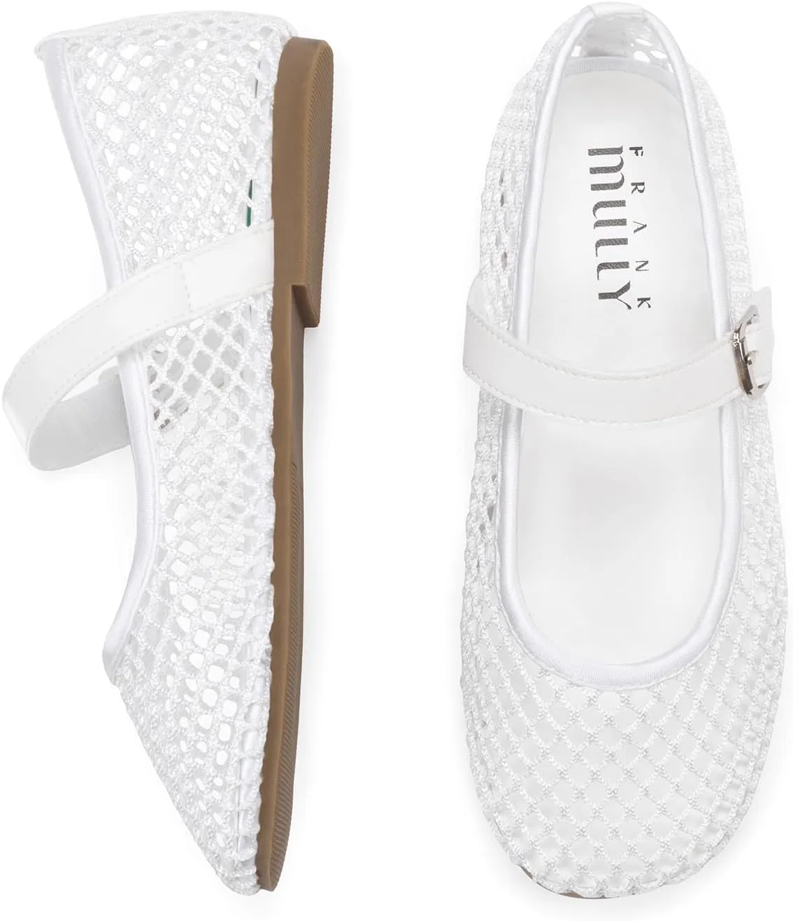 Детские балетки для девочек с пряжкой Frank Mully, White/Mesh — фото 3
