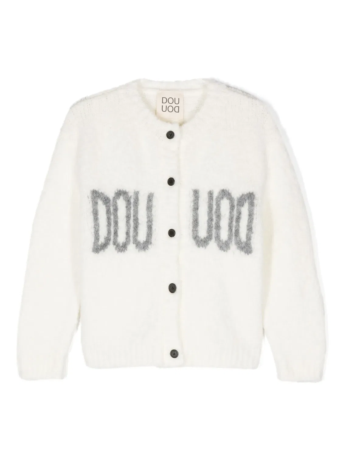 Кардиган с логотипом интарсии Douuod Kids, белый