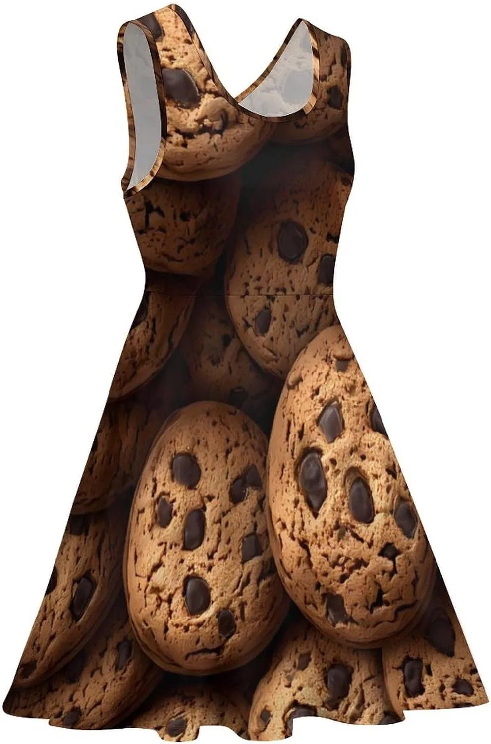 Женское летнее платье без рукавов с рюшами, Chocolate-Chips-Cookies — фото 3