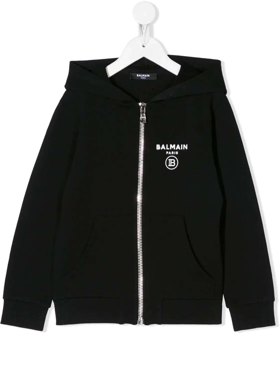Худи на молнии с логотипом Balmain, черный