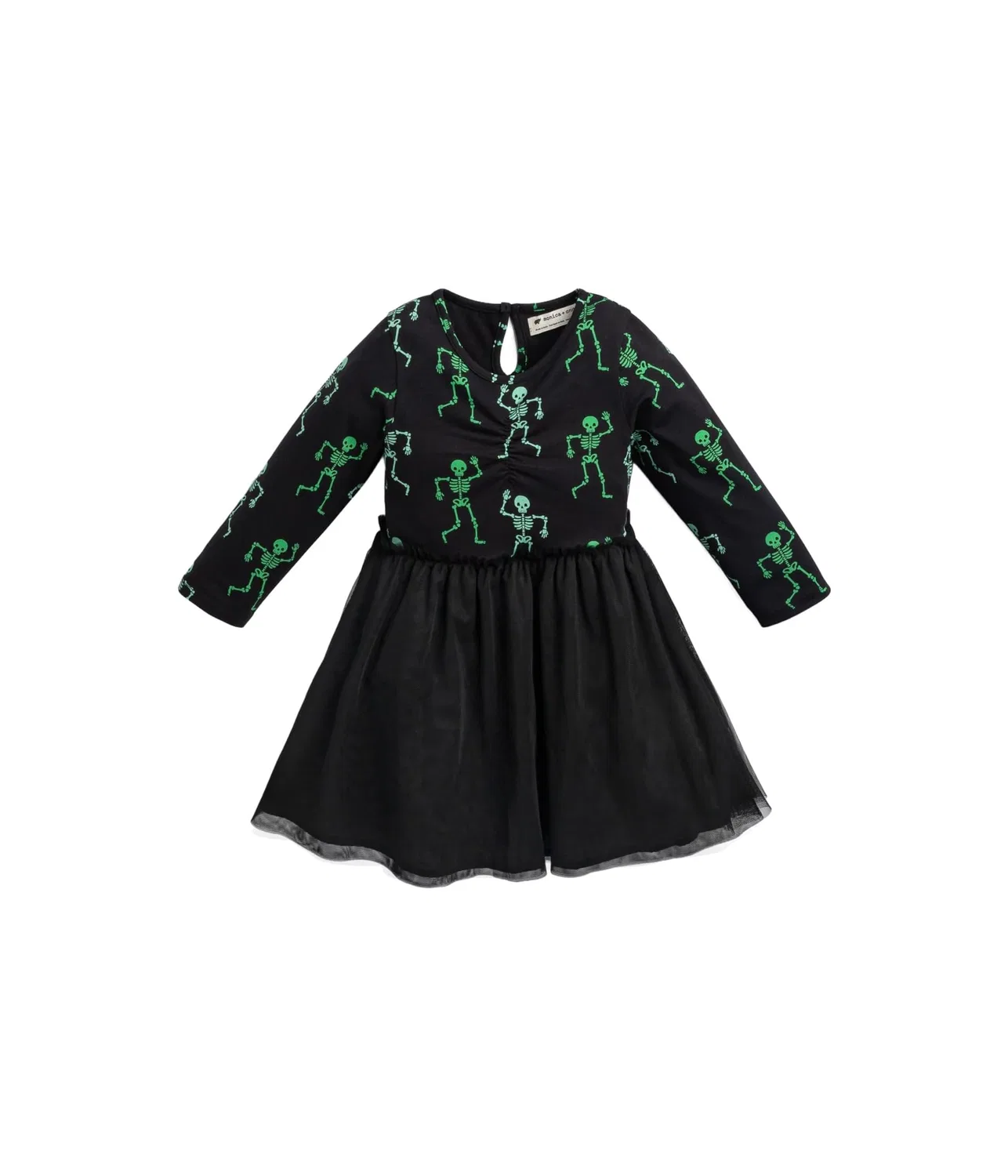 Платье из тюля с длинными рукавами (для младенцев/малышей/детей постарше) Monica + Andy, Skeletons On Black