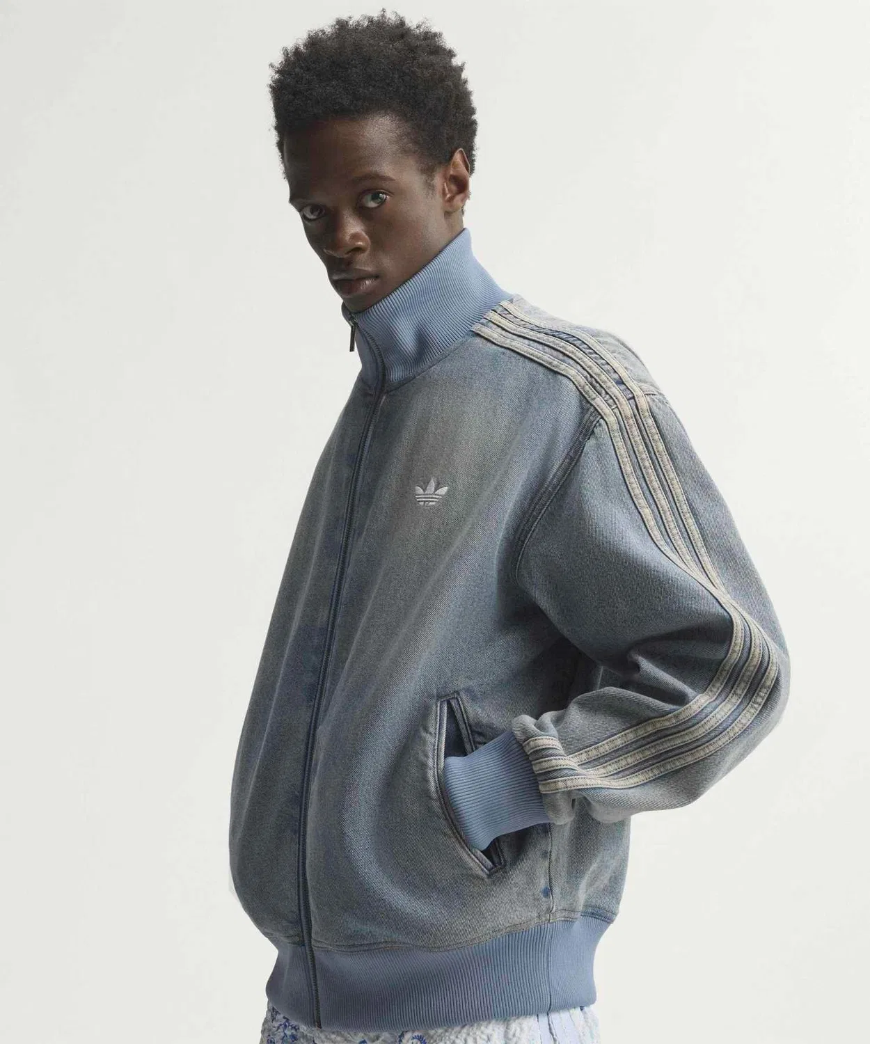 Мужское джинсовое худи с принтом Firebird Adicolor Adidas, Blue