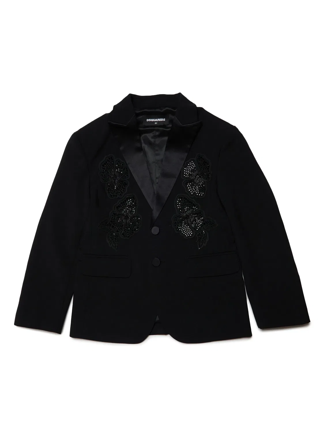 Пиджак с флористической вышивкой DSQUARED2, черный