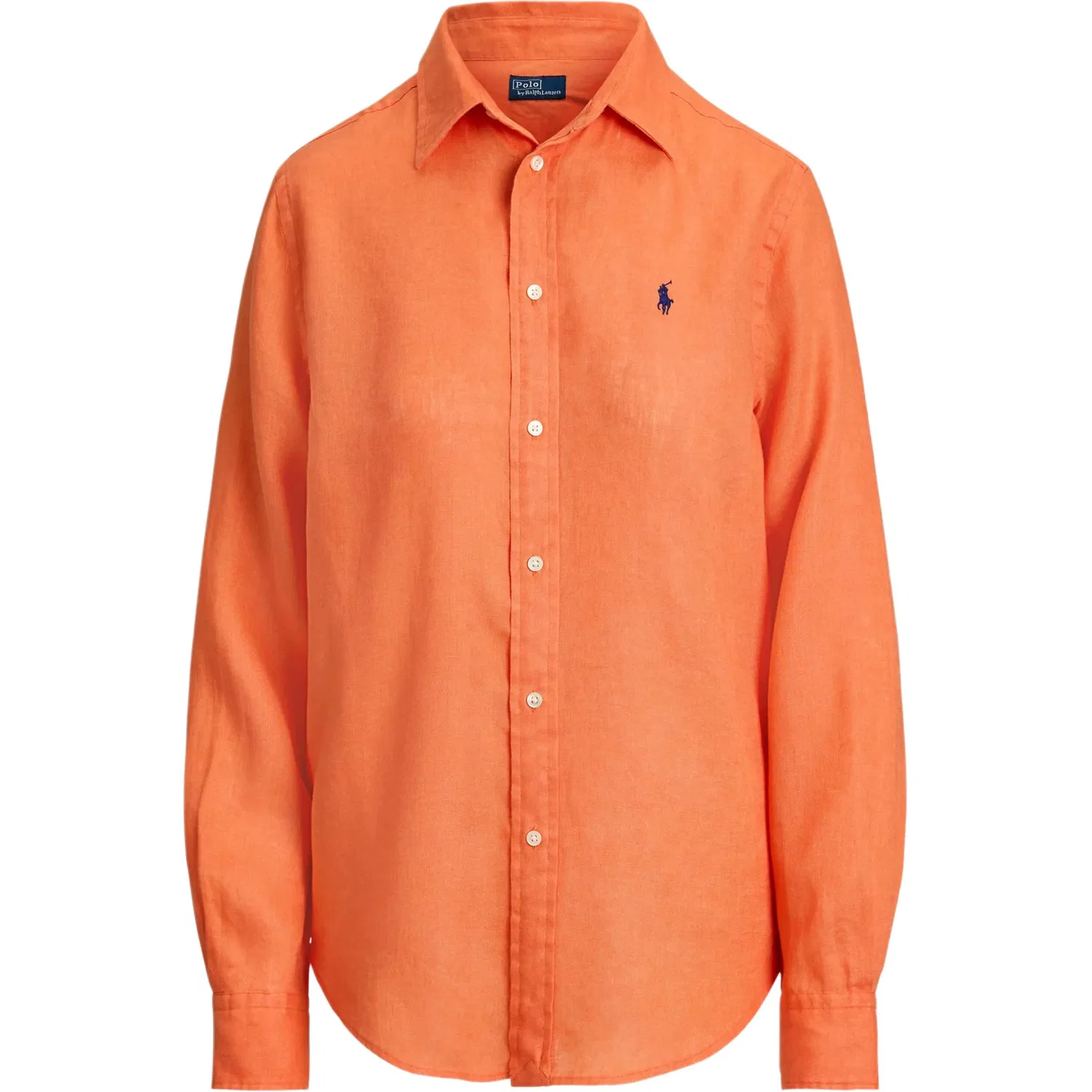 Женская рубашка с вышитым логотипом, с закругленным низом Polo Ralph Lauren, True Orange