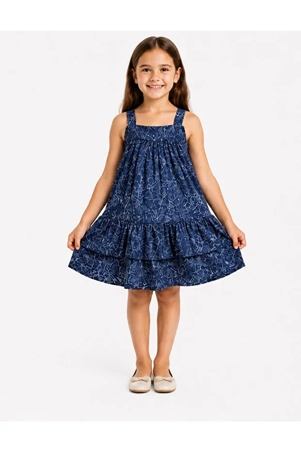 Детское платье для девочек с текстурой комплект Midnight star Chacha Kids, Navy Blue