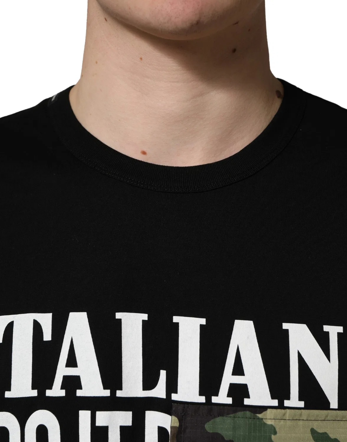 Мужская футболка с принтом Camouflage Graphic Cotton Crewneck T-shirt Dolce & Gabbana, Black — фото 3