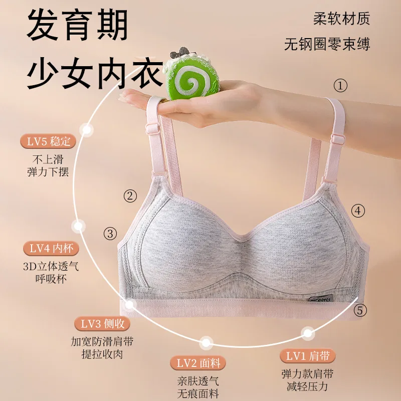 Детское спортивное белье для девочек с принтом Red bean, Gray Pink — фото 4