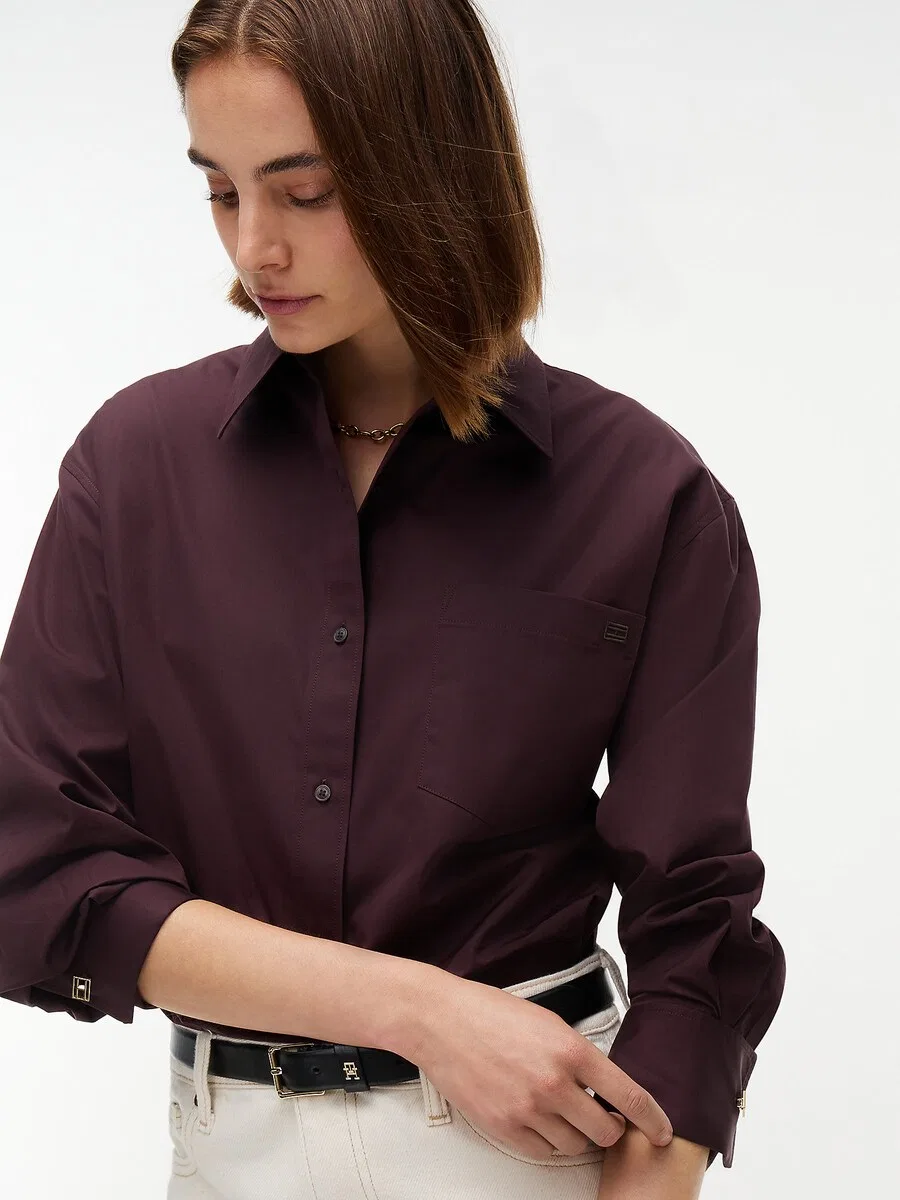 Блузка TOMMY HILFIGER каштаново-коричневого цвета — фото 3
