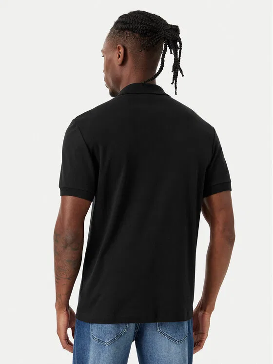 Футболка поло Lacoste Regular Fit, однотонная, черный — фото 3