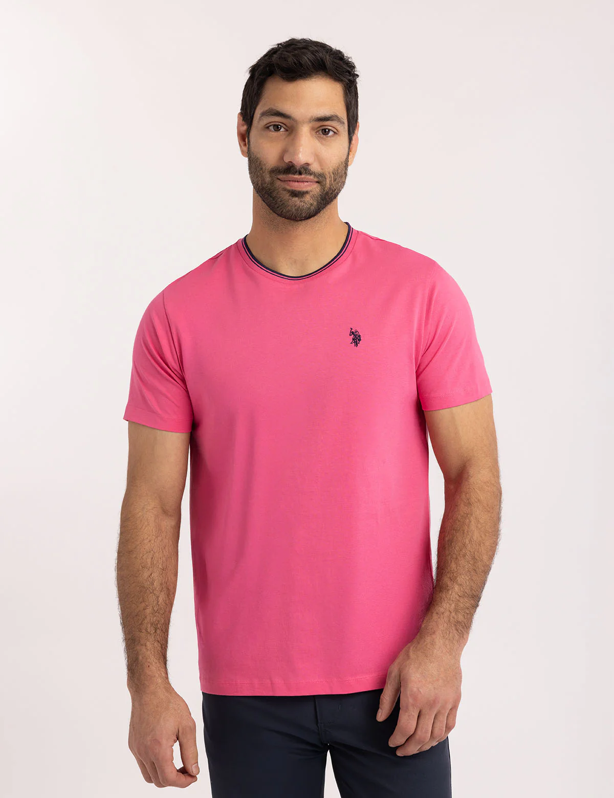

Футболка U.S. Polo Assn Tipped Crew Neck Collar, розовый