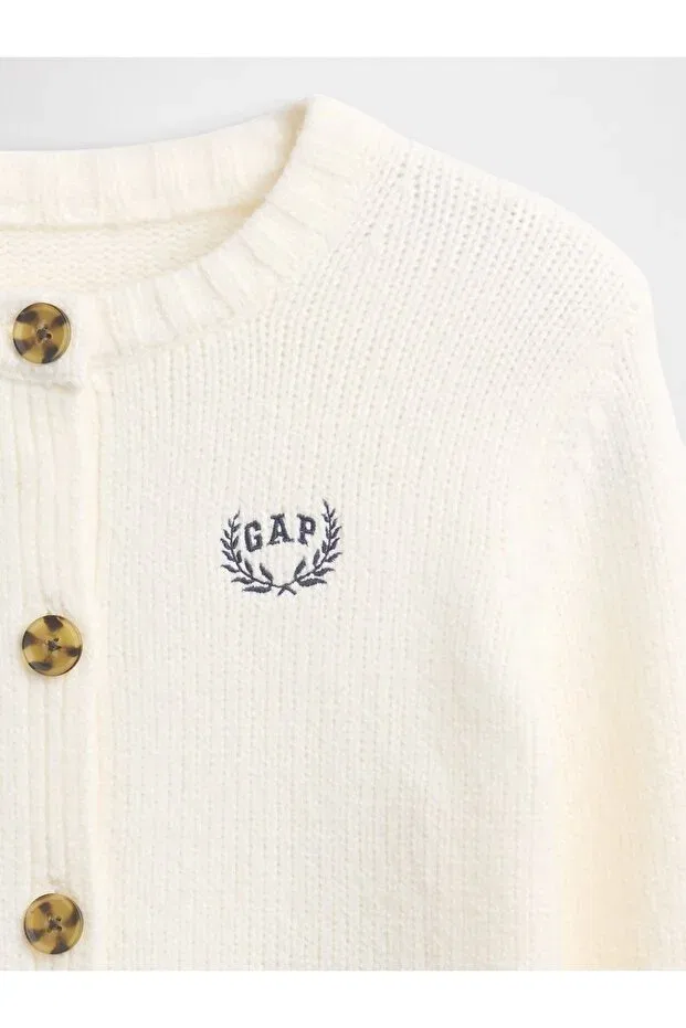 Детский кардиган для девочек с графическим принтом Cashsoft Logo Gap, Off White — фото 2