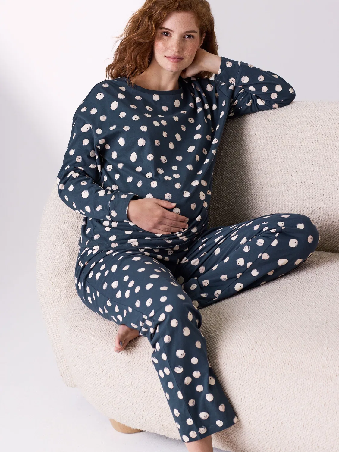 Пижама Next Navy Spot Maternity Long Sleeve, темно-синий в крапинку