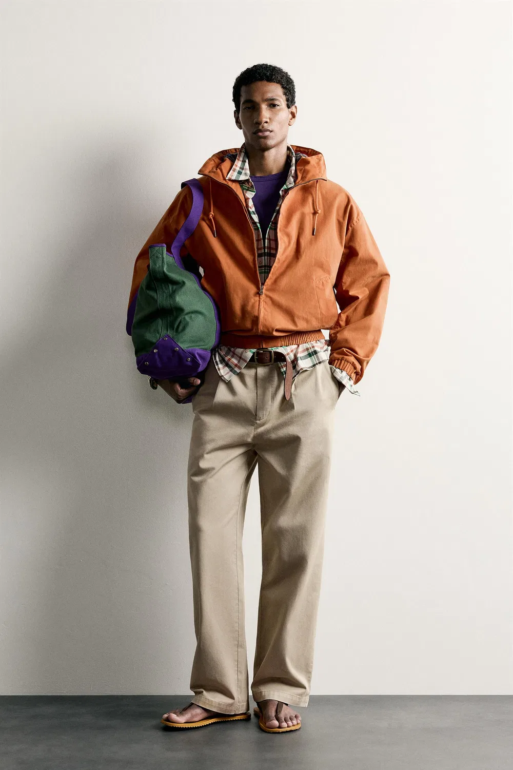 Куртка свободного кроя с вощеной отделкой ZARA, Dark orange